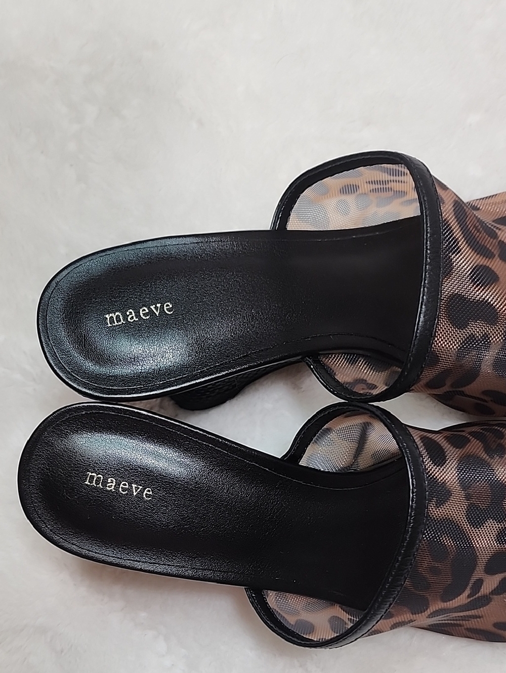 Anthropologie Maeve leopard print mesh mule wedge heels Size 7 - Picture 11 of 16
